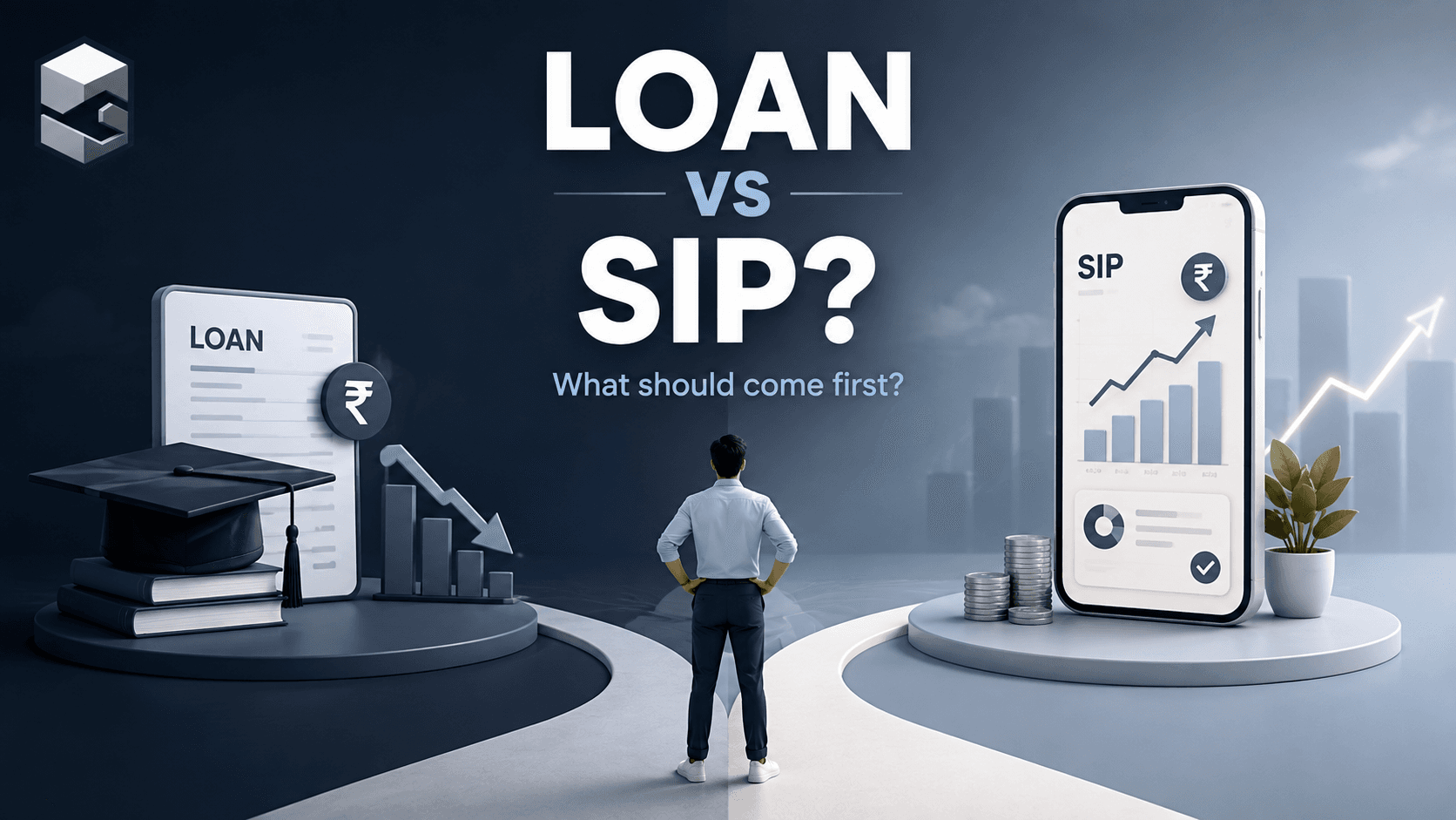 Decision tree showing how a young professional can compare education-loan repayment with SIP investing in India.