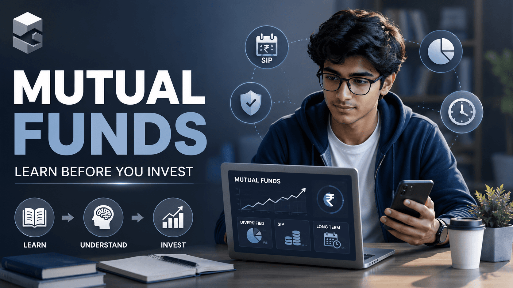 Learning roadmap showing mutual-fund concepts college students should understand before starting their first job.